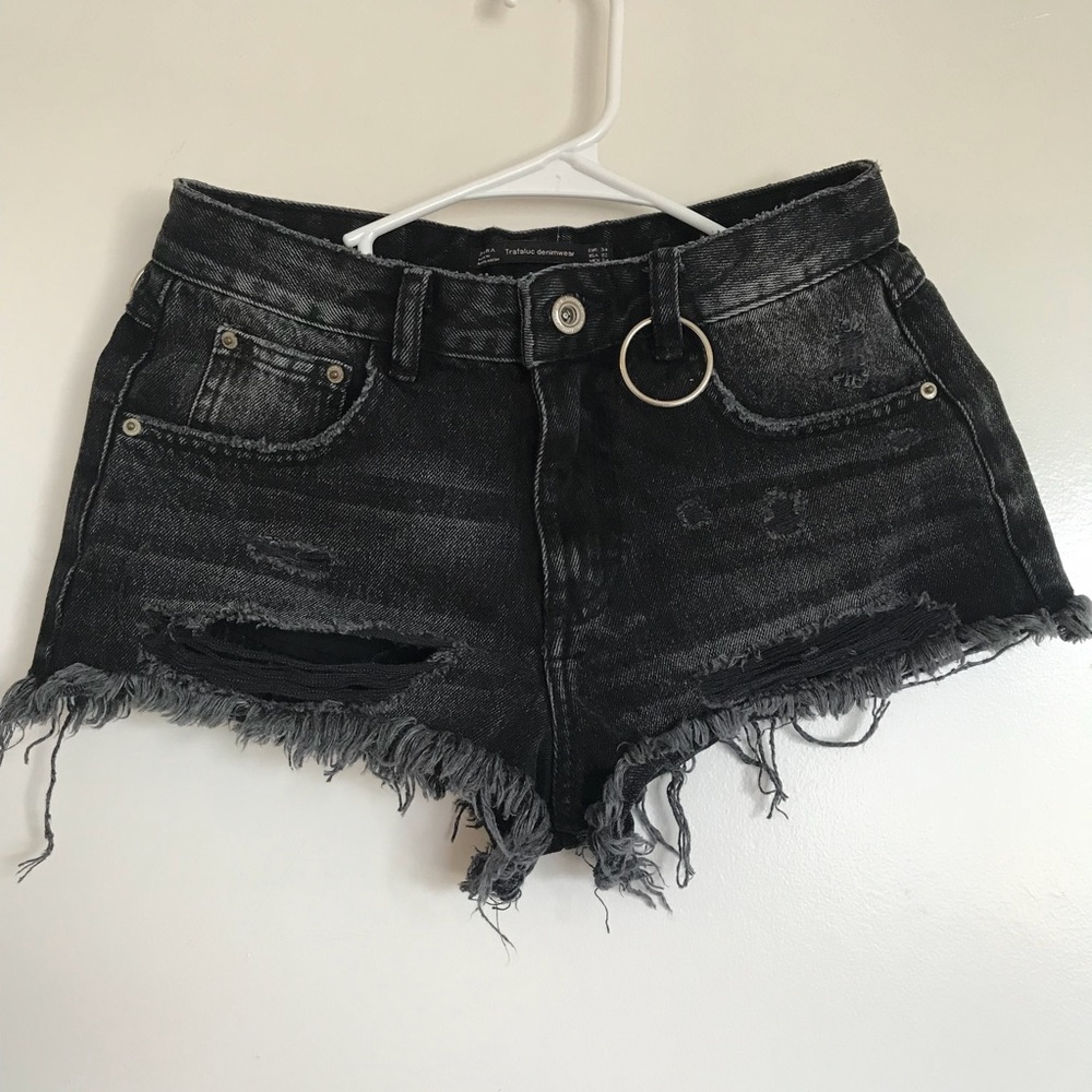 ZARA / Jean  black washed shorts 02